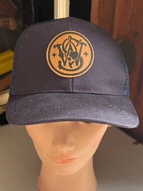 Smith & Wesson Trucker Hat with Leather Logo Patch